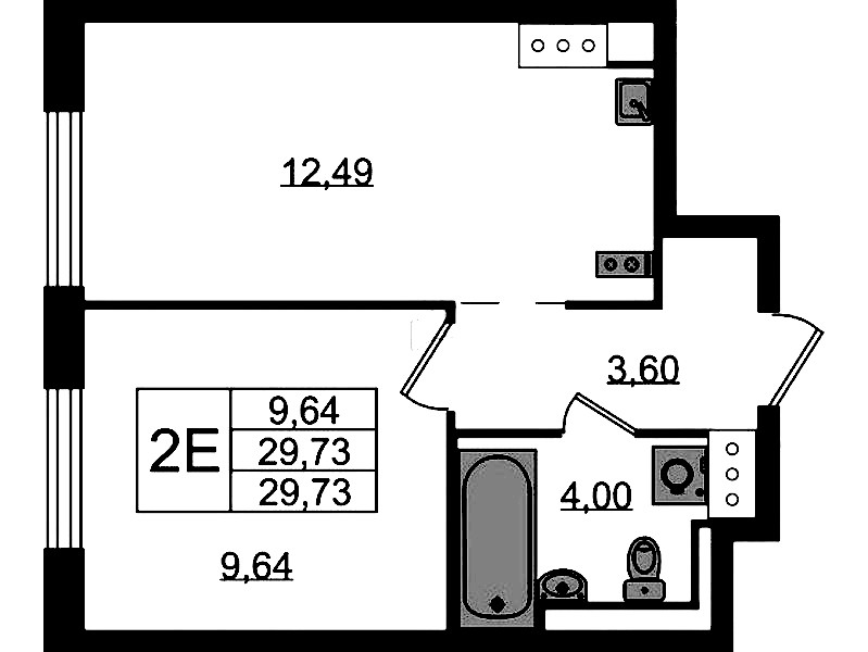 1-комнатная квартира 29.73 м², 11/13 эт., ЖК «Квартал Торики»